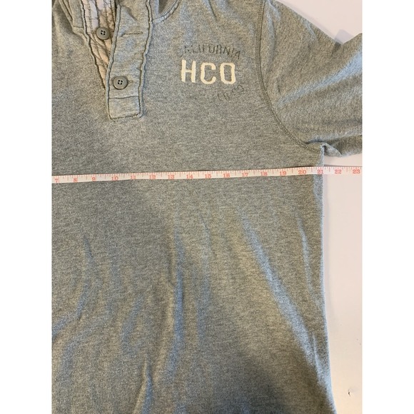 Y2K Hollister Henley Sweater Mens L Grey Logo Vintage Mall Goth 2000s Prep - Picture 5 of 7